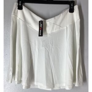 Hotouch Basic women Mini Skirt Cross High Waist Skirts White Flared Skater